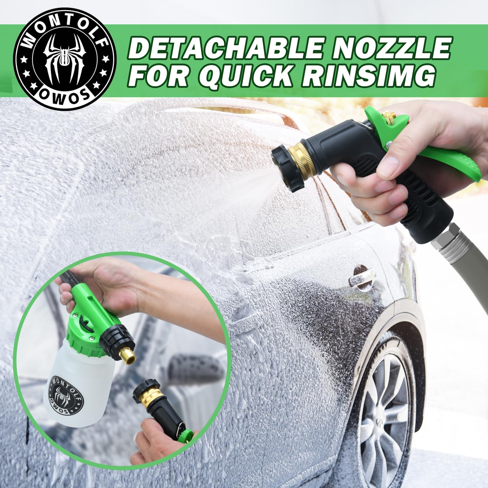 Wontolf wheel brush closeup removing grime from tire grooves effectively