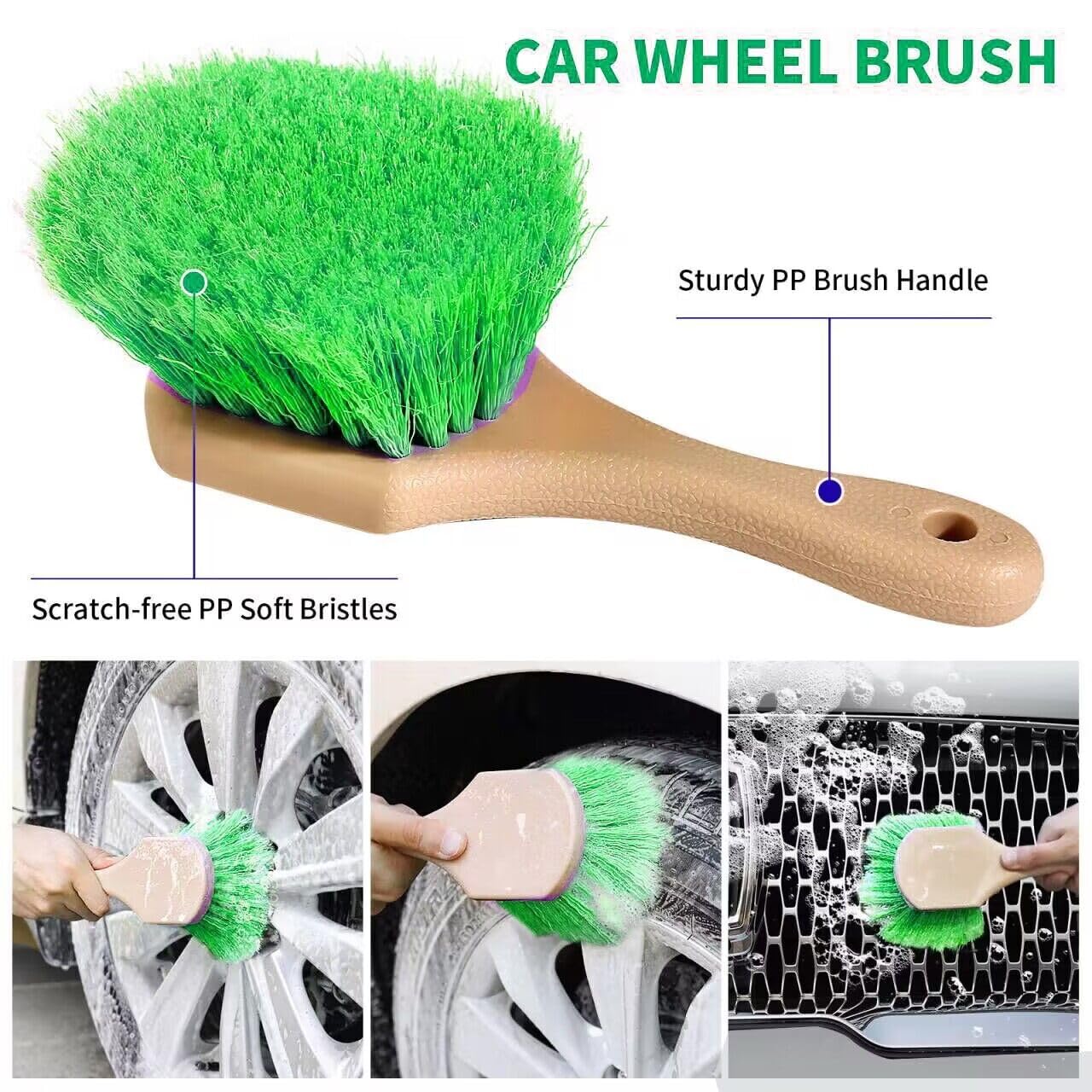Wontolf wheel brush scrubbing rim for deep cleaning benefit