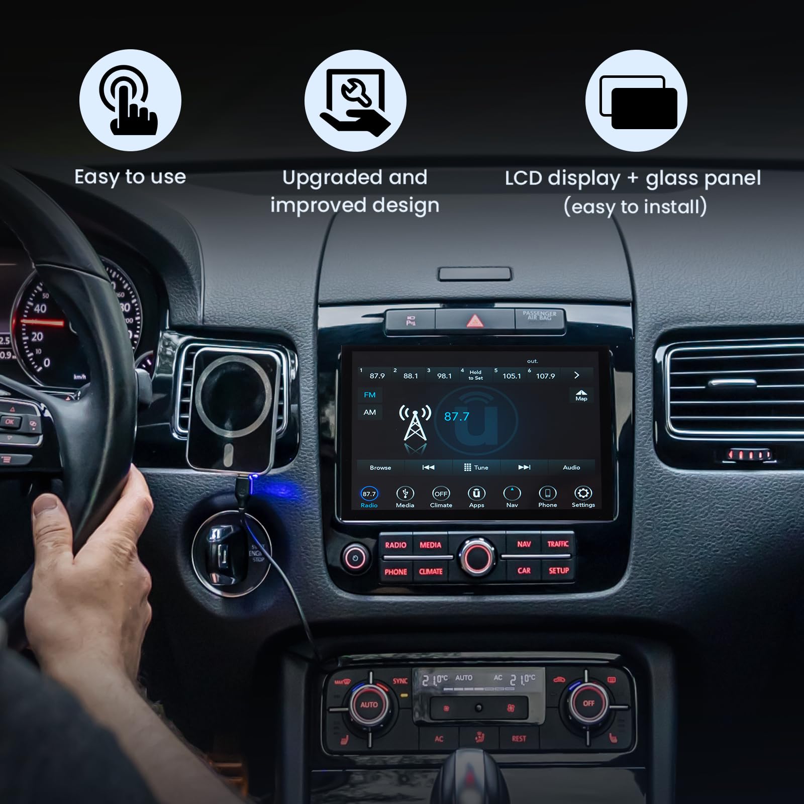 WonVon display in car interior improving visibility and modernizing the dashboard