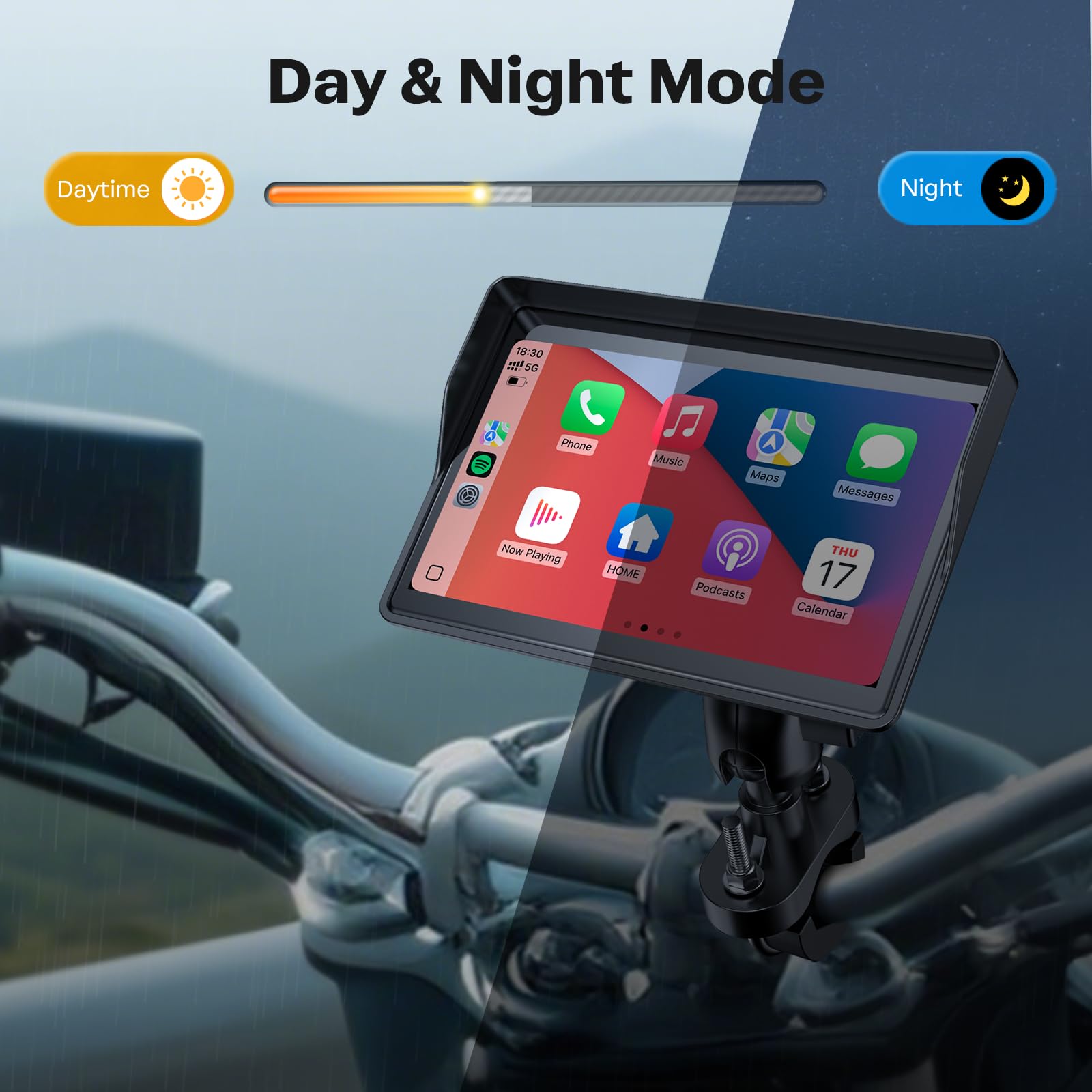 WonVon screen in night mode being used with gloves for safer nighttime riding