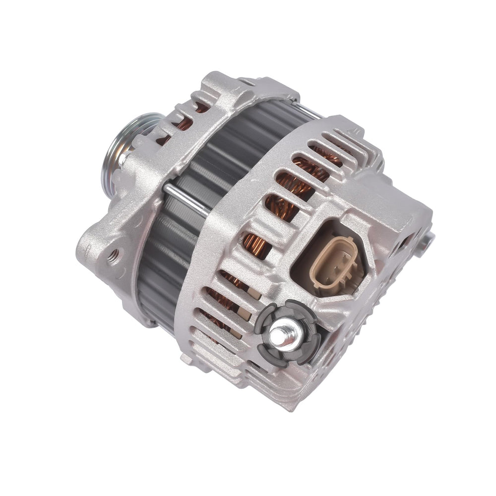 Woosphy alternator installed in an engine bay illustrating direct-fit replacement benefit