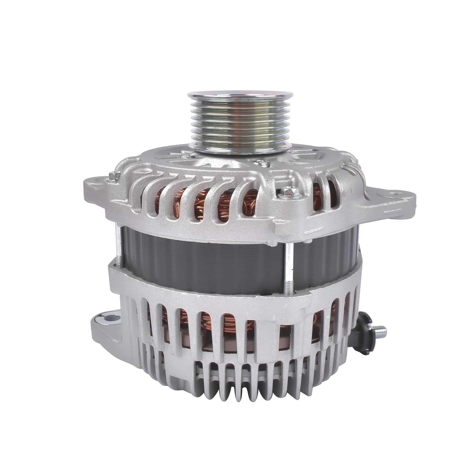 Woosphy alternator beside ruler showing compact size and accurate dimensions benefit