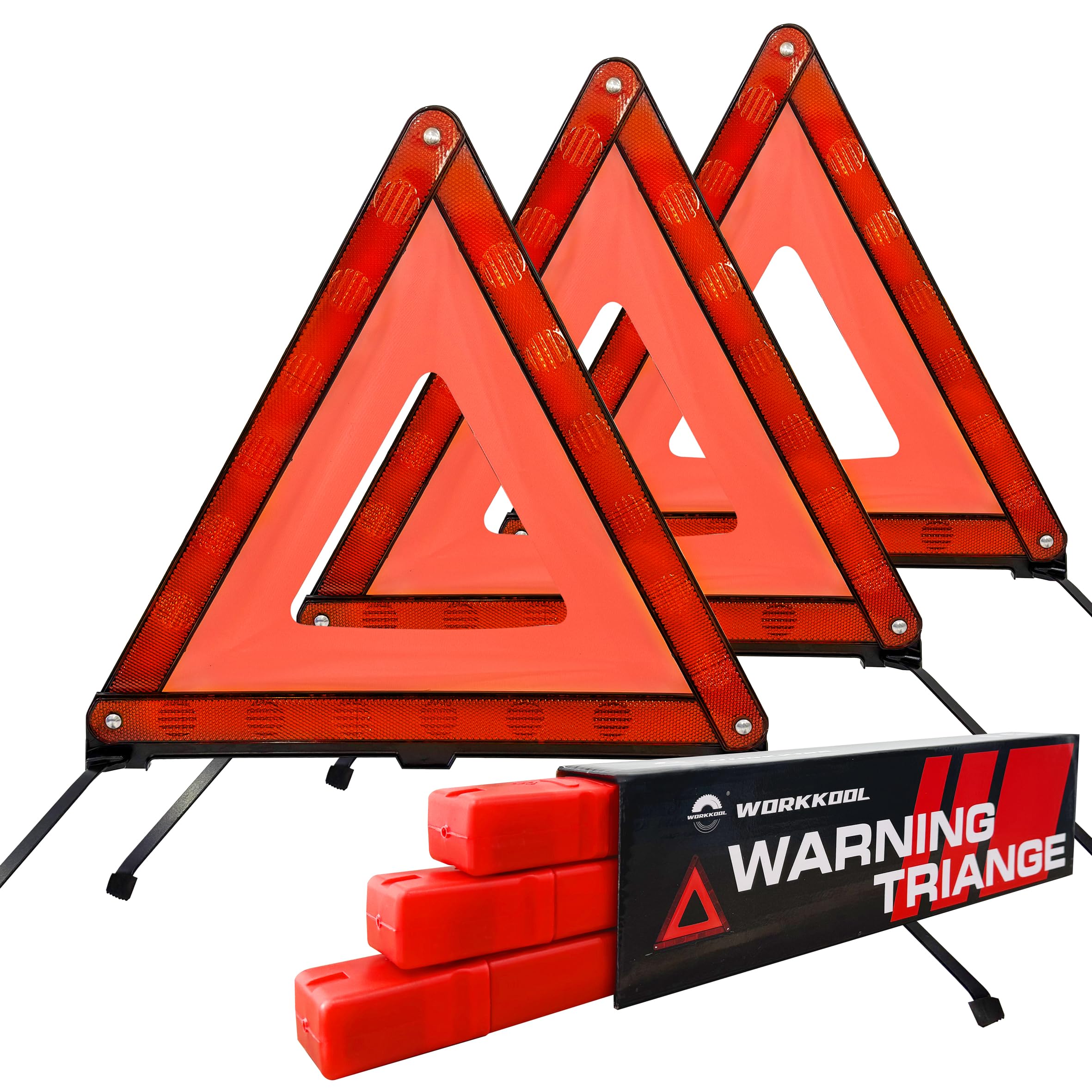 WORKKOOL front view of three triangles in cases showing compact storage benefit