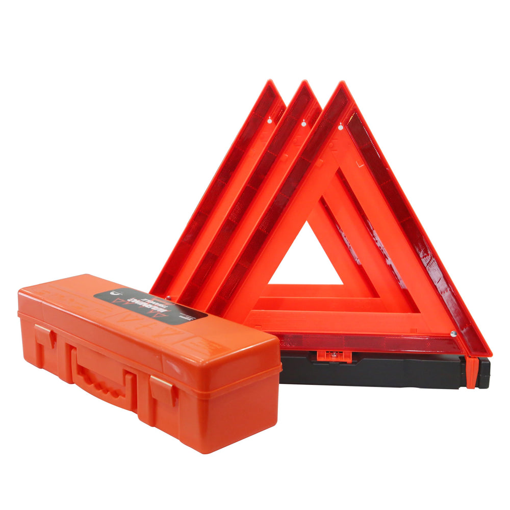 WORKKOOL front view of three folded triangles in case showing portability and quick access