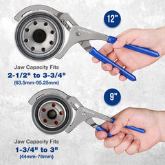 WORKPRO 12-inch wrench reaching a recessed oil filter to provide extra leverage