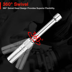 WORKPRO 14mm socket with 6-inch extension reaching recessed spark plug