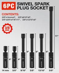 WORKPRO 14mm long socket close-up showing reach for deep-set plugs
