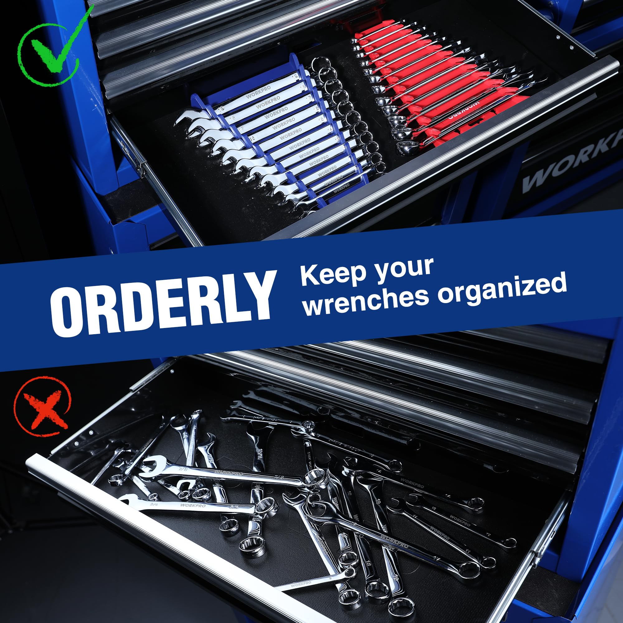WORKPRO empty holders angled to show capacity and durable plastic