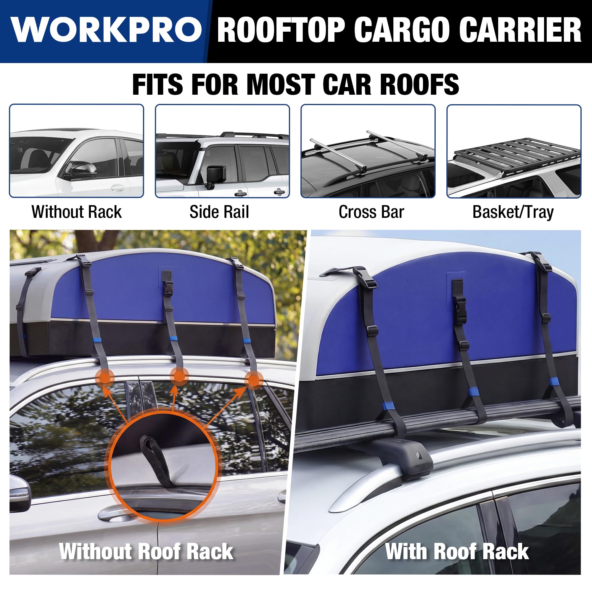 WORKPRO anti-slip mat and hooks detail preventing scratches and movement