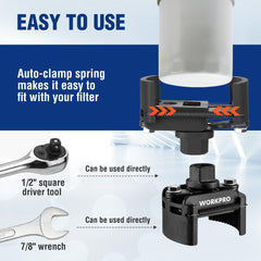 WORKPRO auto-clamp spring detail demonstrating quick secure engagement