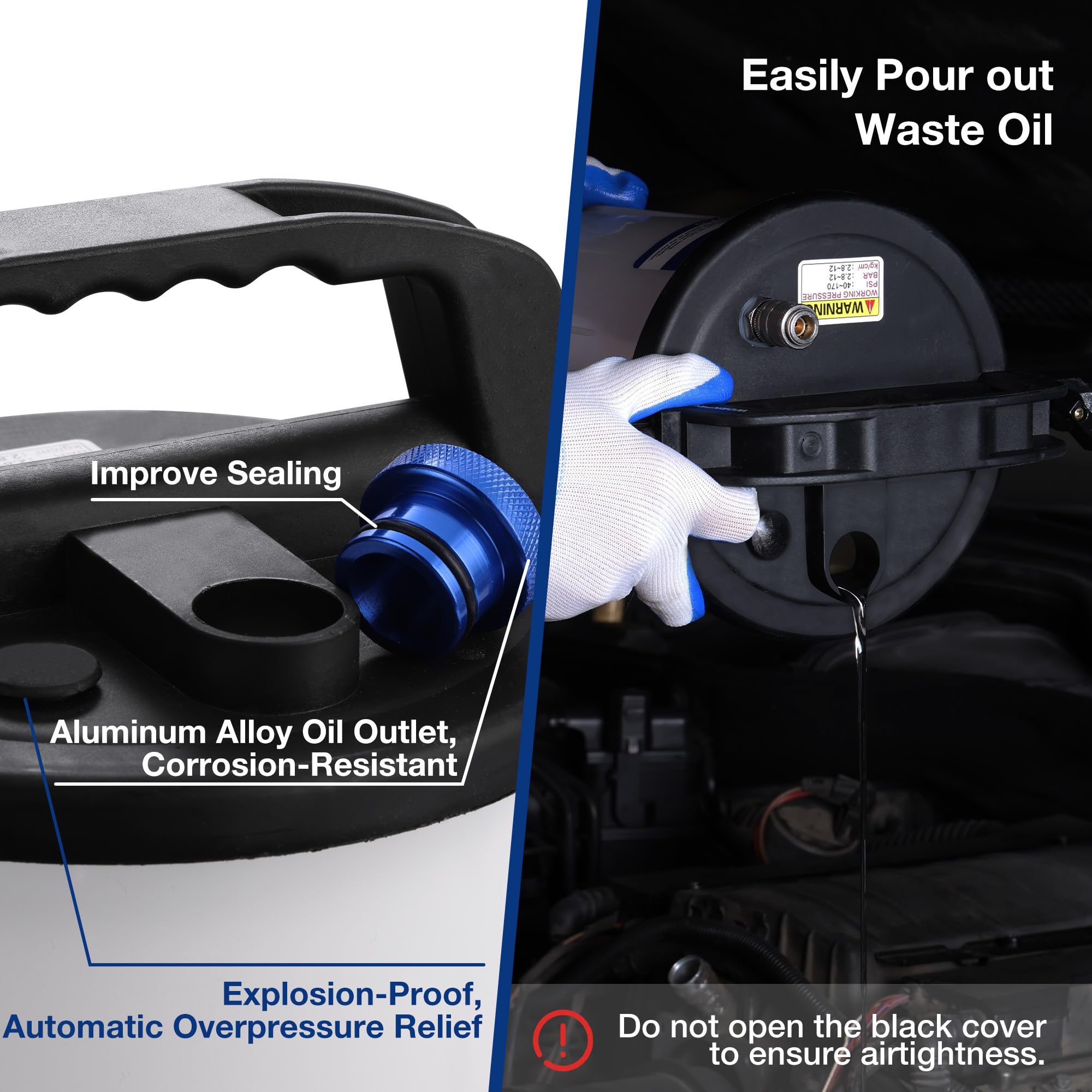 WORKPRO bleeder connected to a car brake caliper illustrating one-person operation benefit