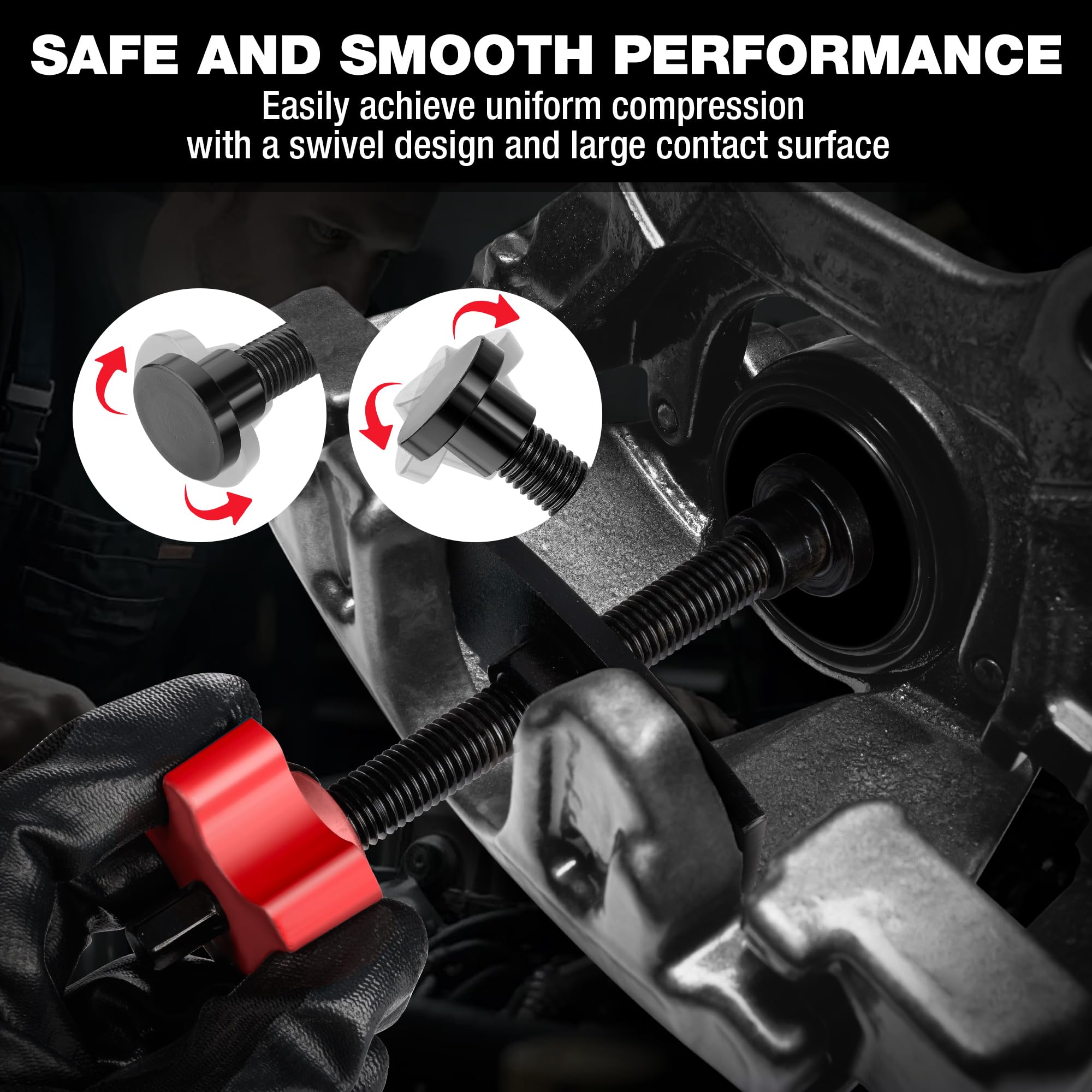 WORKPRO compression plate textured detail demonstrating wide contact area that protects piston faces