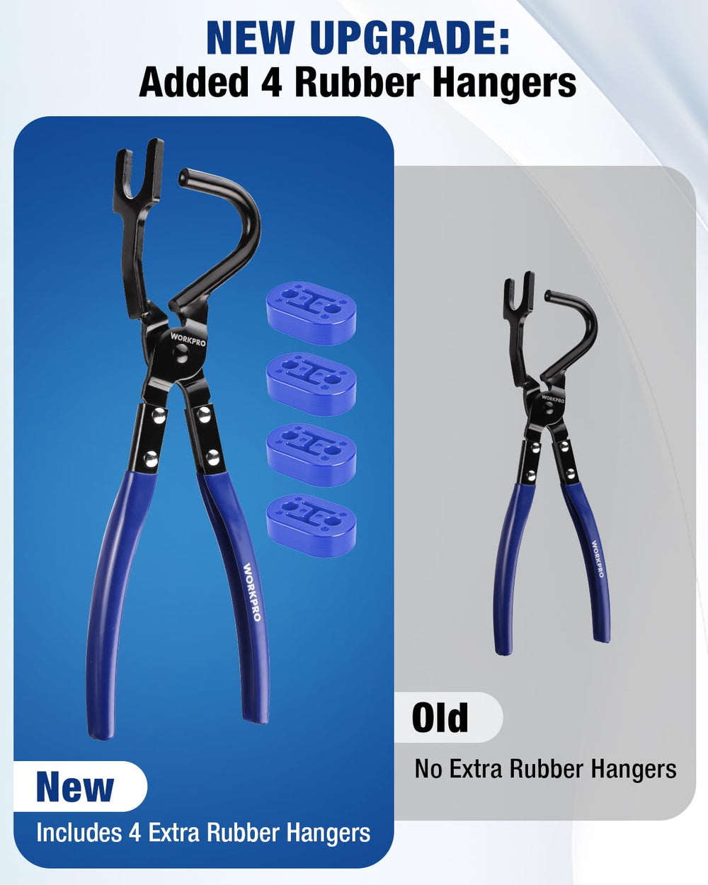 WORKPRO kit with tool and four rubber hangers laid out for quick repair convenience