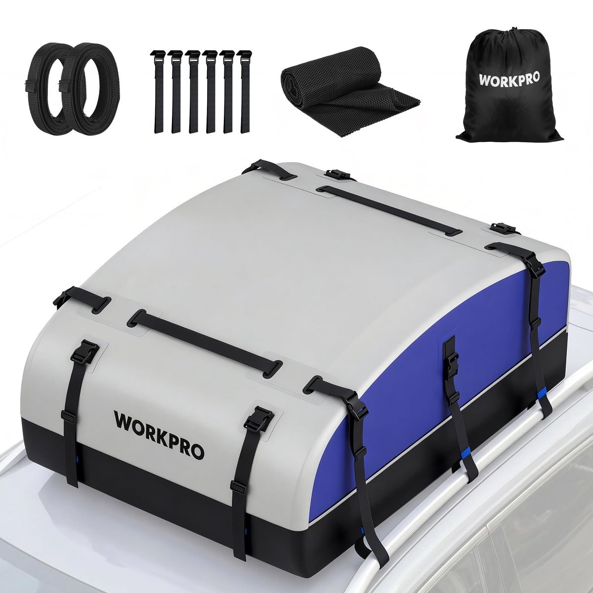 WORKPRO front view of rooftop carrier showing compact packed shape and capacity benefit