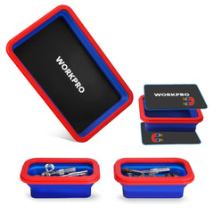 WORKPRO front view folded and expanded showing compact storage benefit