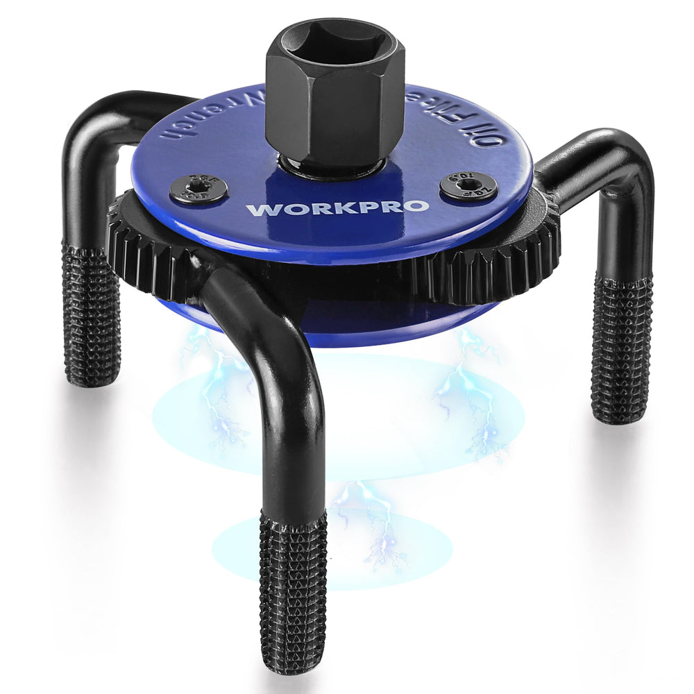 WORKPRO front view oil filter wrench showing full tool and grip benefit