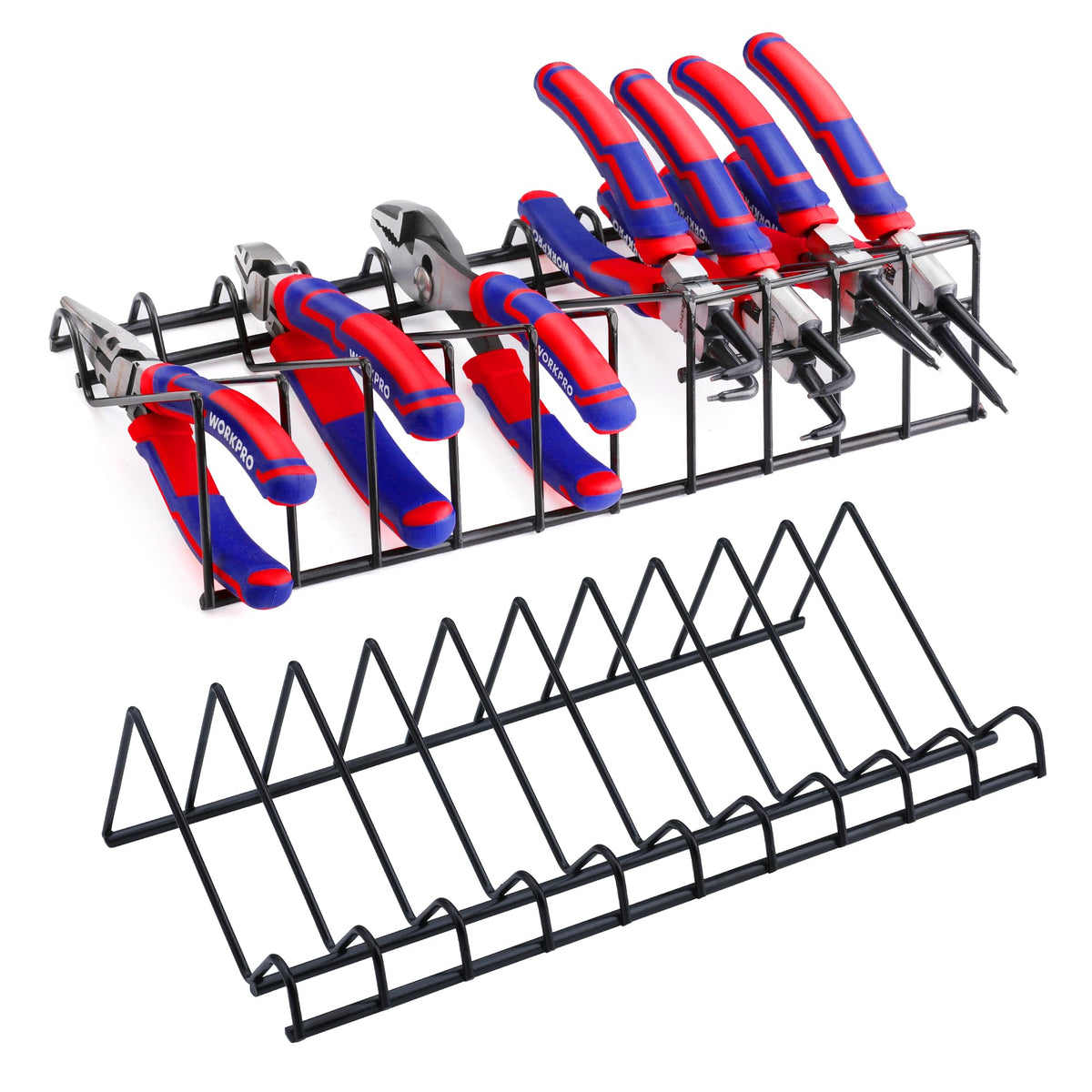 WORKPRO front view showing both racks and neat tool organization benefit