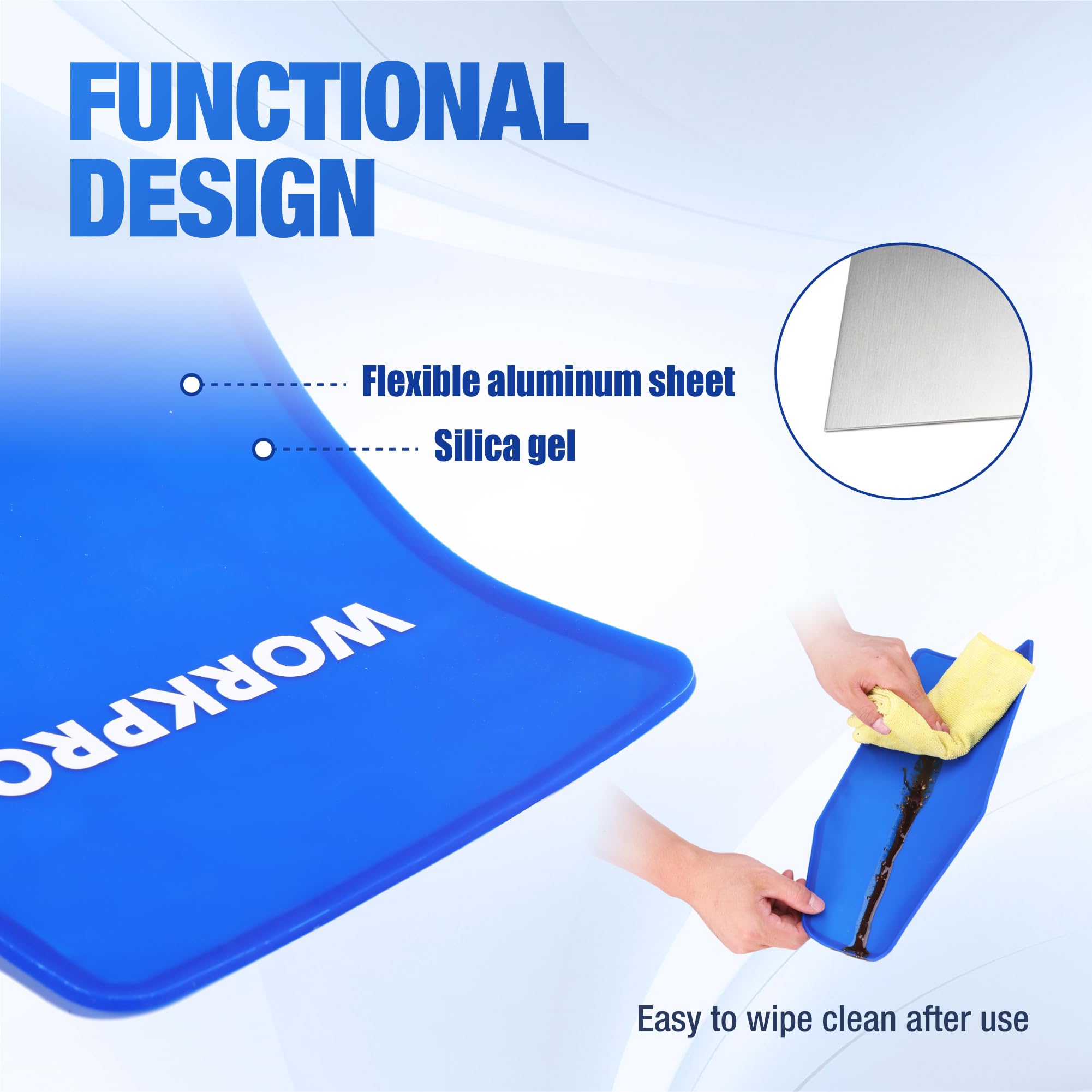 WORKPRO funnel rolled for storage highlighting portability and convenience