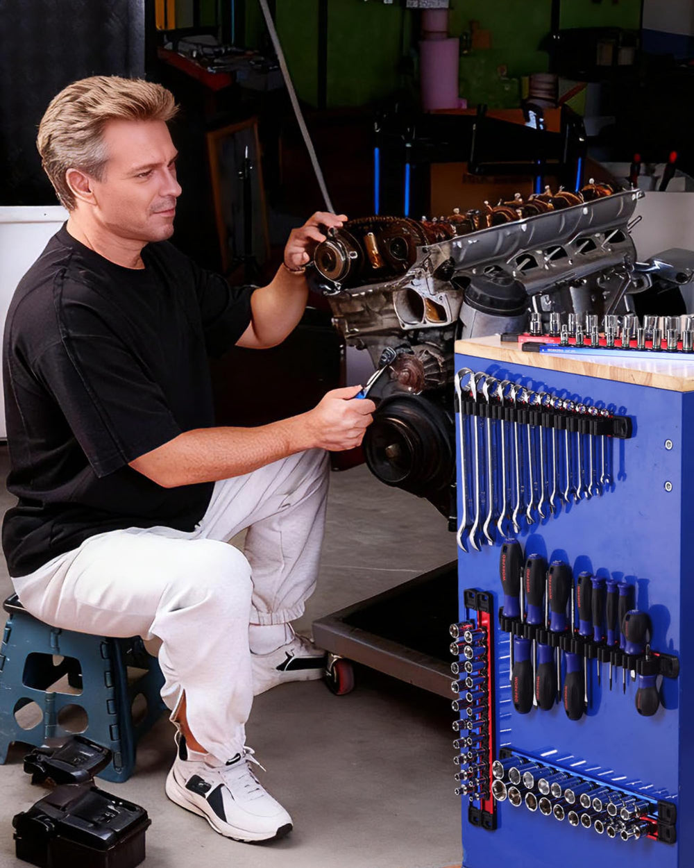 WORKPRO lifestyle garage setup demonstrating professional organization and efficiency benefit