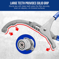 WORKPRO close-up of forged jaws and serrated teeth for secure filter bite