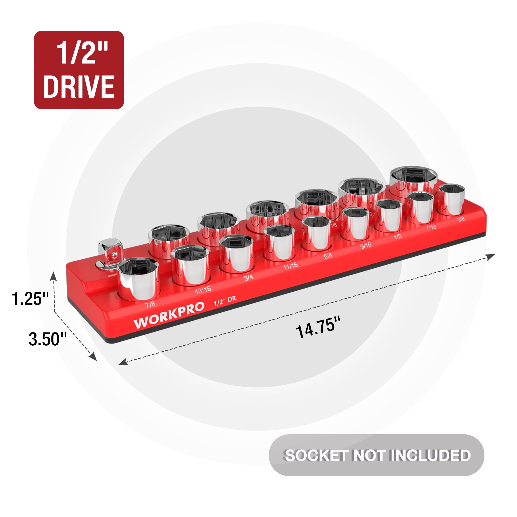 WORKPRO clear labeled slots detail for quick identification and organized storage