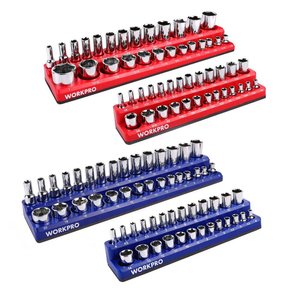 WORKPRO lifestyle garage workbench with rails mounted and tools organized