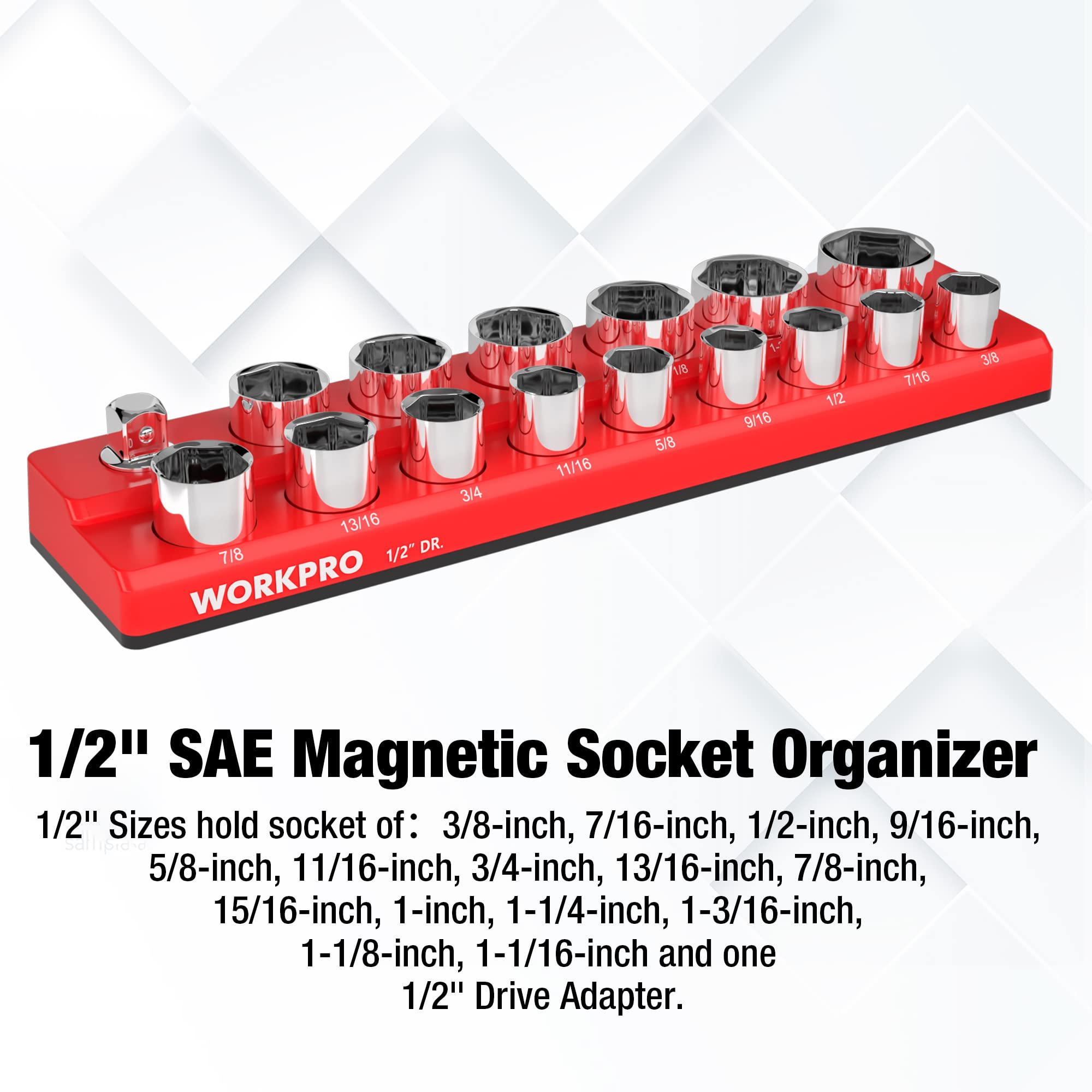 WORKPRO magnetic base close-up with soft rubber surface protecting socket finishes