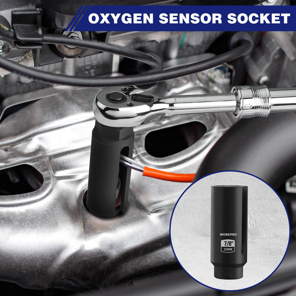 WORKPRO offset 22mm socket profile showing clearance for tight spaces