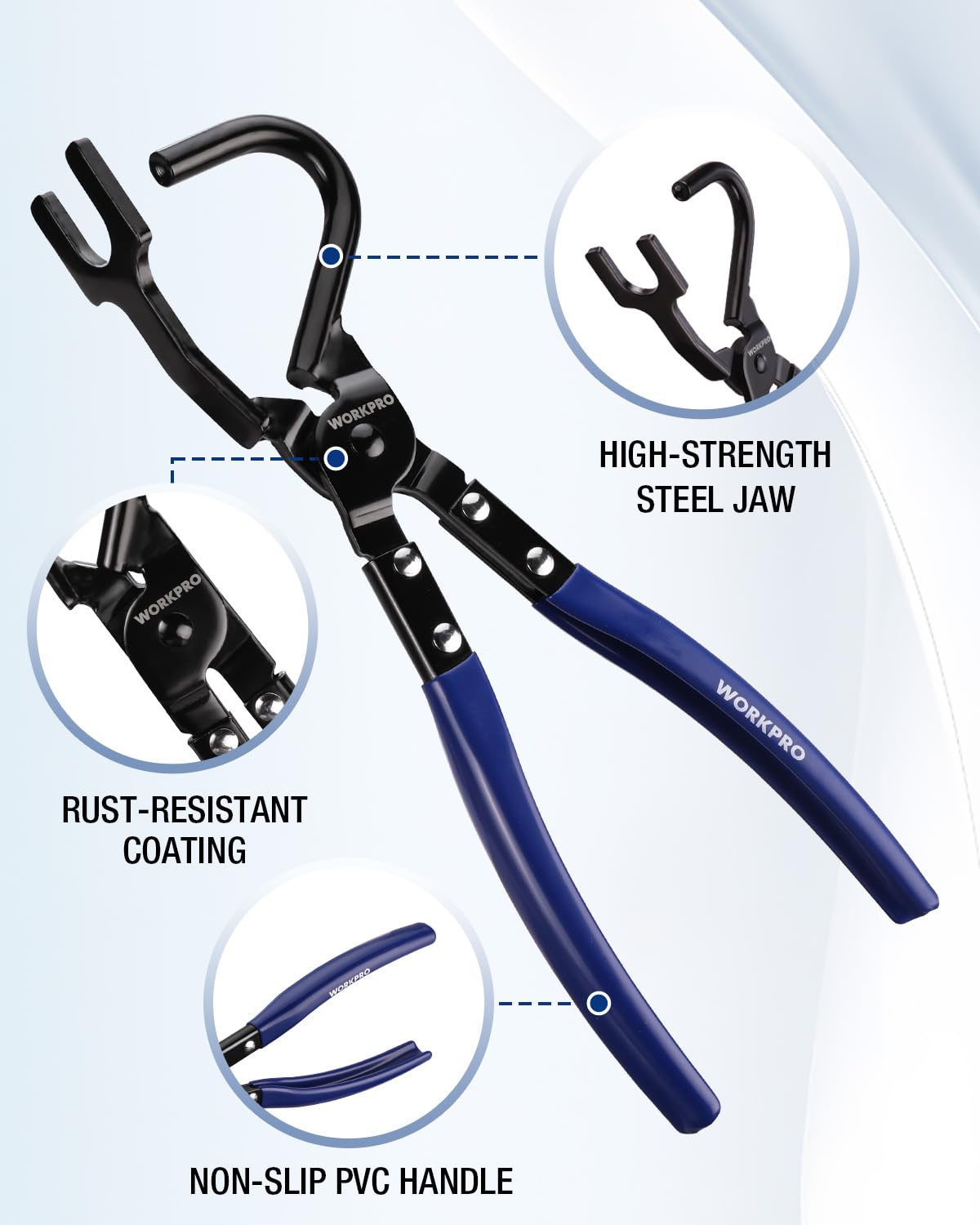 WORKPRO rubber hanger closeup showing texture and fit for reliable exhaust support