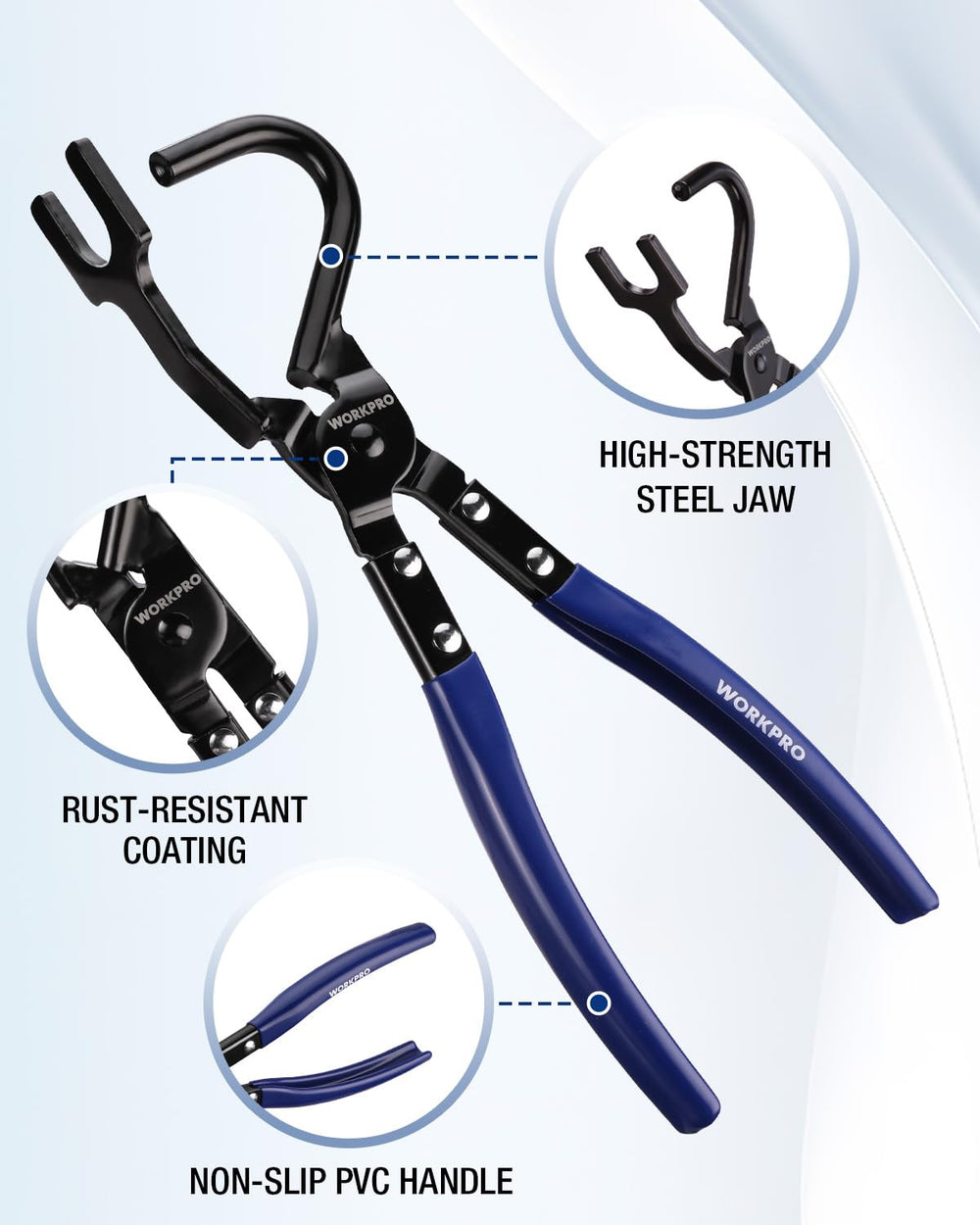 WORKPRO rubber hanger closeup showing texture and fit for reliable exhaust support