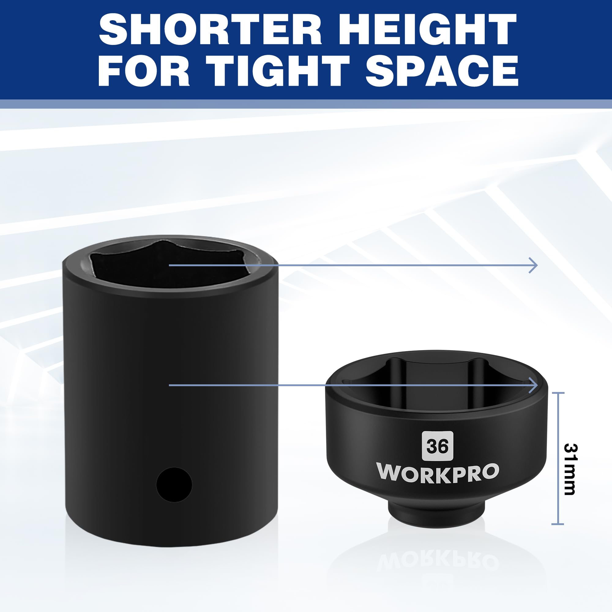 WORKPRO socket engaged on Ford F250 filter cap demonstrating easy removal