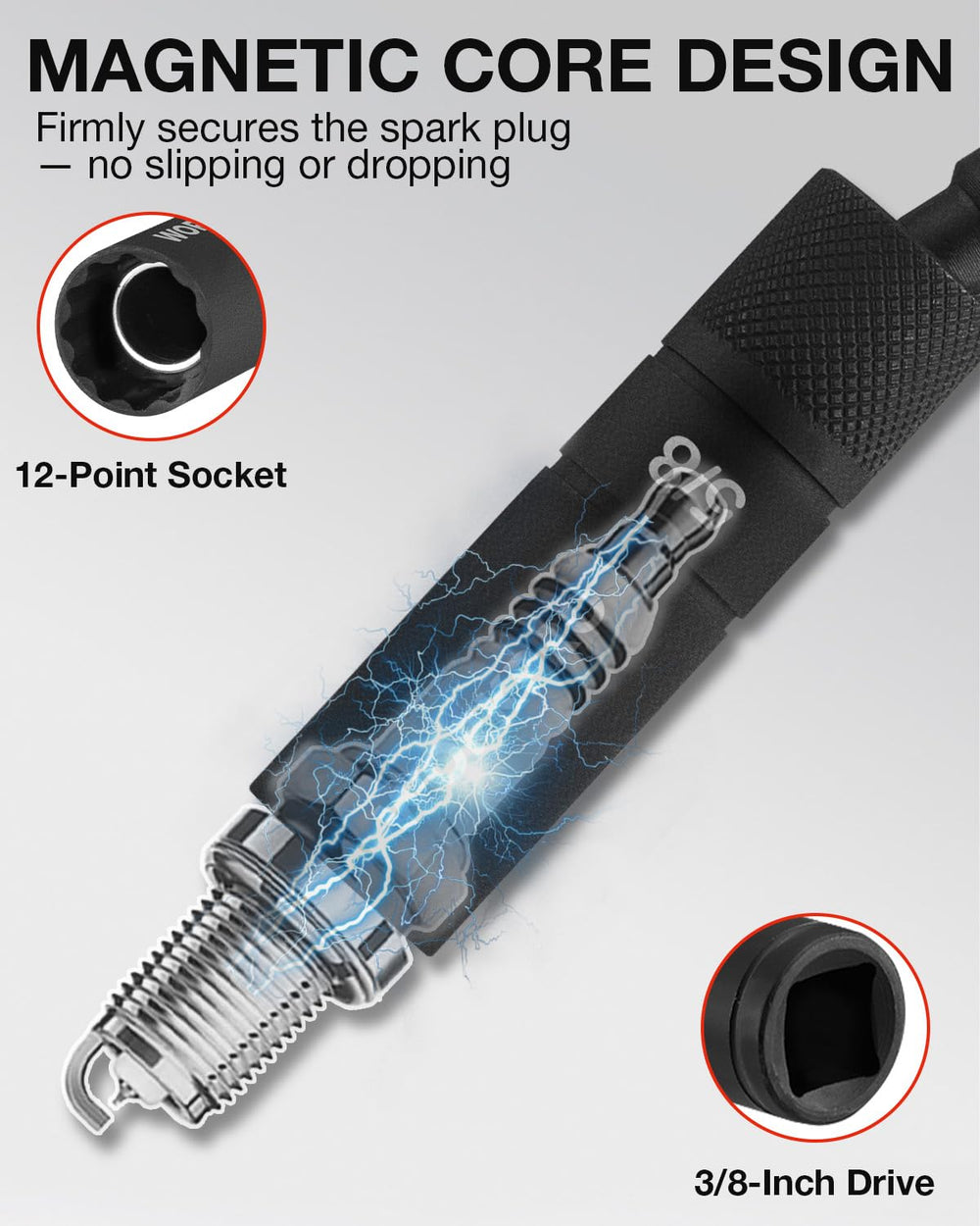 WORKPRO thin wall 12-point socket profile for snug, non-rounding grip