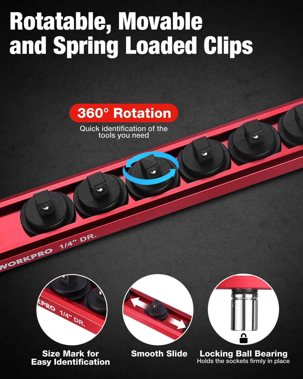WORKPRO rails installed inside toolbox proving anti-slip transport benefit