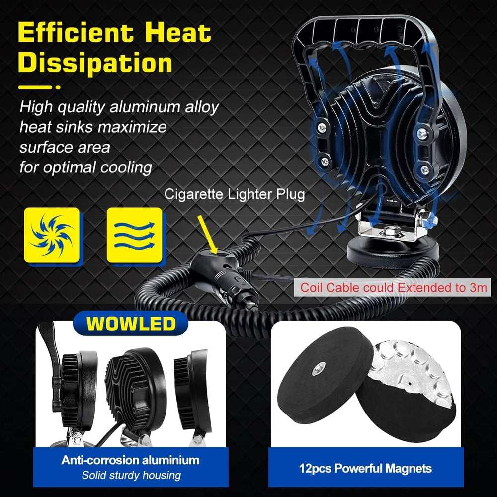 WOWLED cable and cigarette lighter plug with inline switch for easy vehicle power