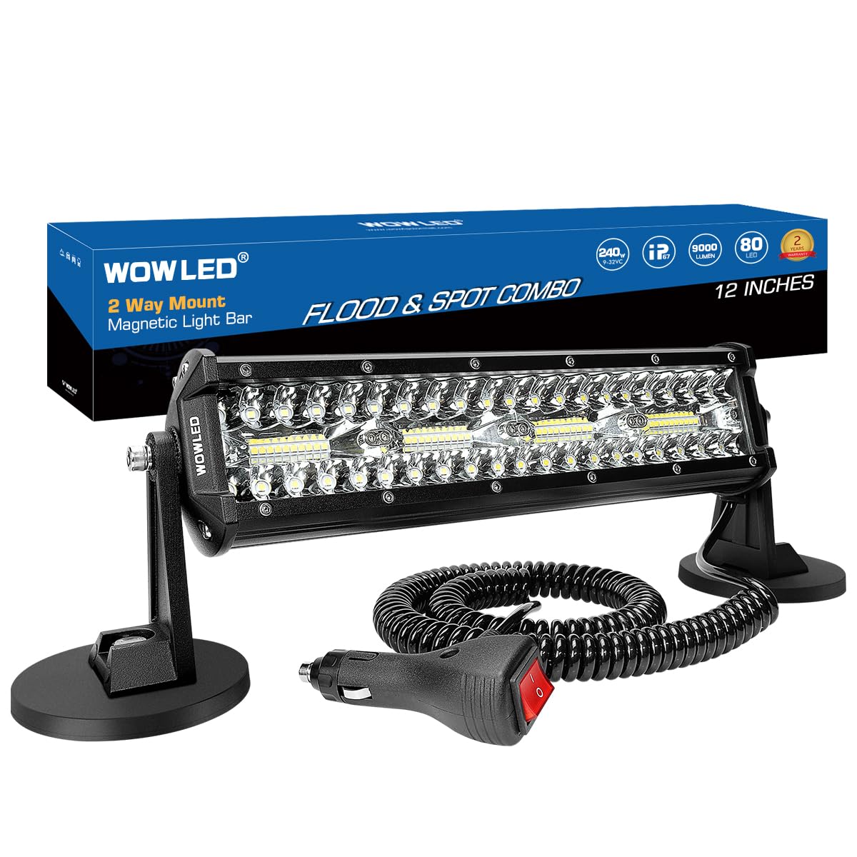 WOWLED front view showing full 12-inch light bar and durable housing for visibility