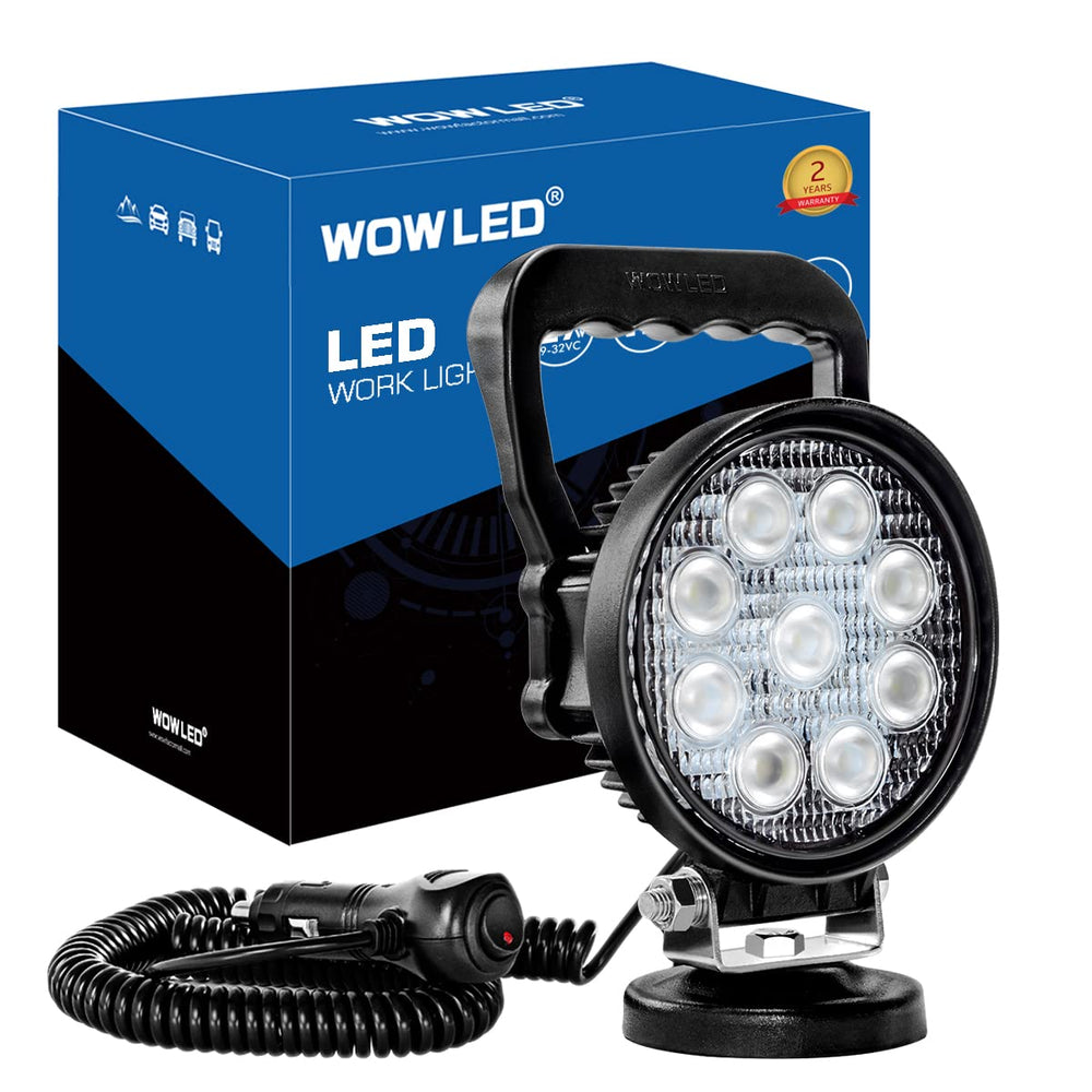 WOWLED front view showing bright flood lens and compact design for powerful illumination