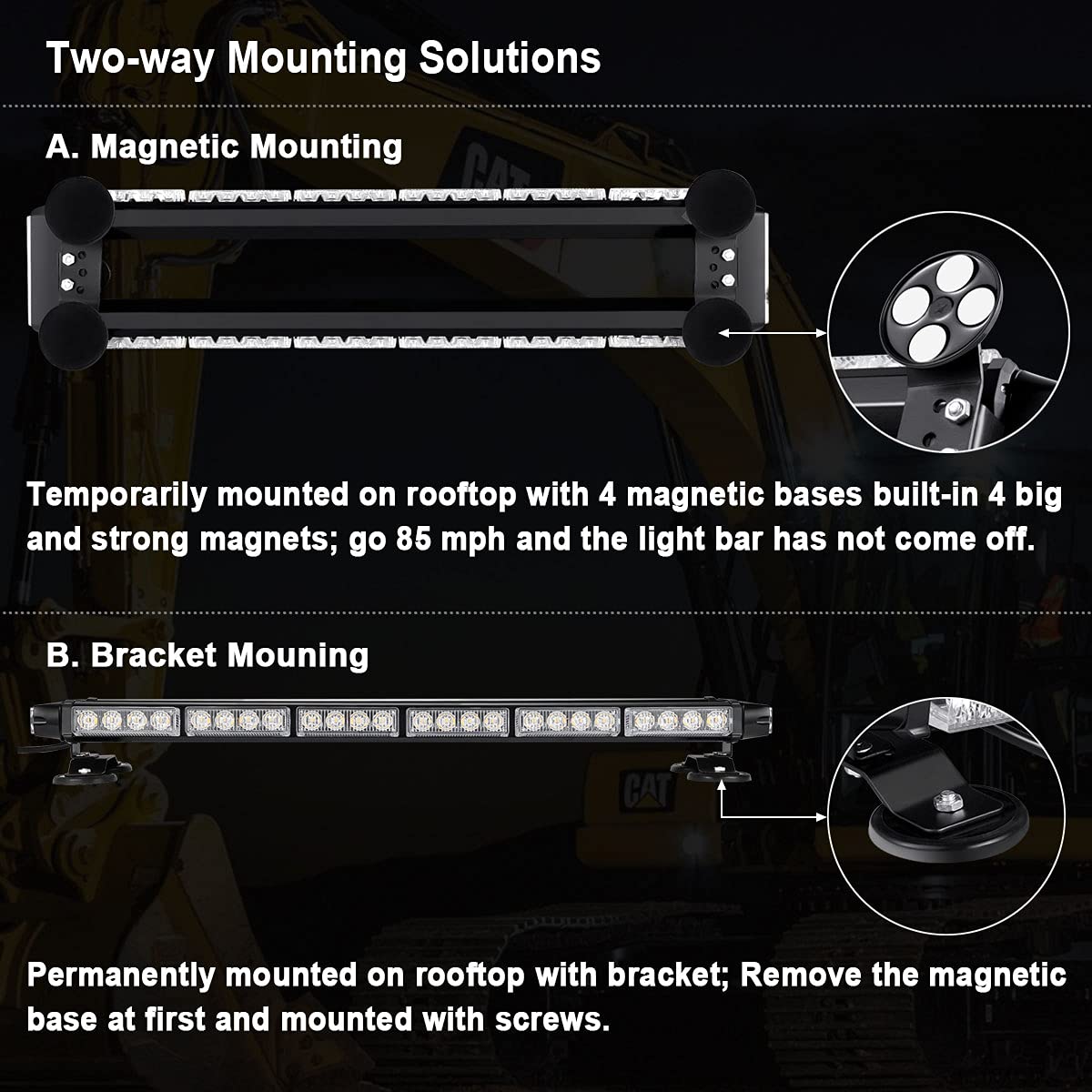WOWTOU installed on plow truck rooftop demonstrating safety visibility in work conditions