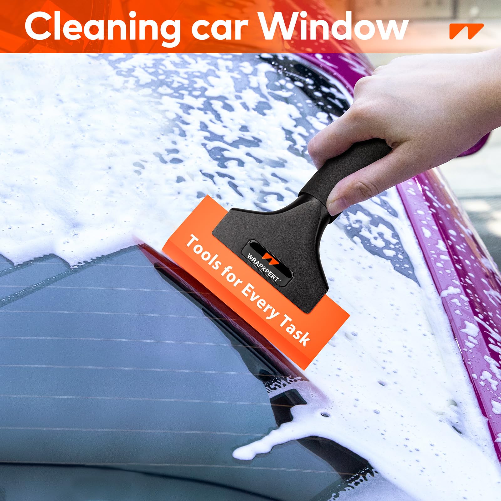 WRAPXPERT 5-inch squeegee rubber blade close-up for smooth, scratch-free wiping