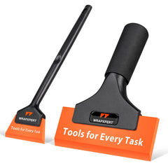 WRAPXPERT front view of the two-piece squeegee kit showing both tools and benefits