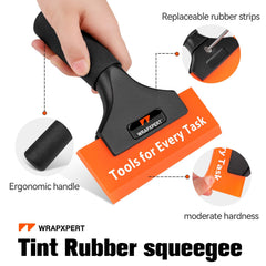 WRAPXPERT rubber blade texture close-up showing durable, scratch-resistant edge