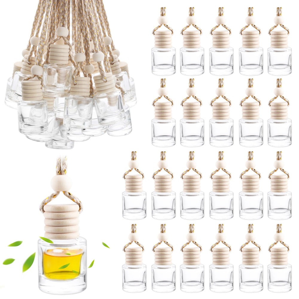 Wresty front view pack showing fifty clear bottles and wooden lids, ideal for bulk scenting