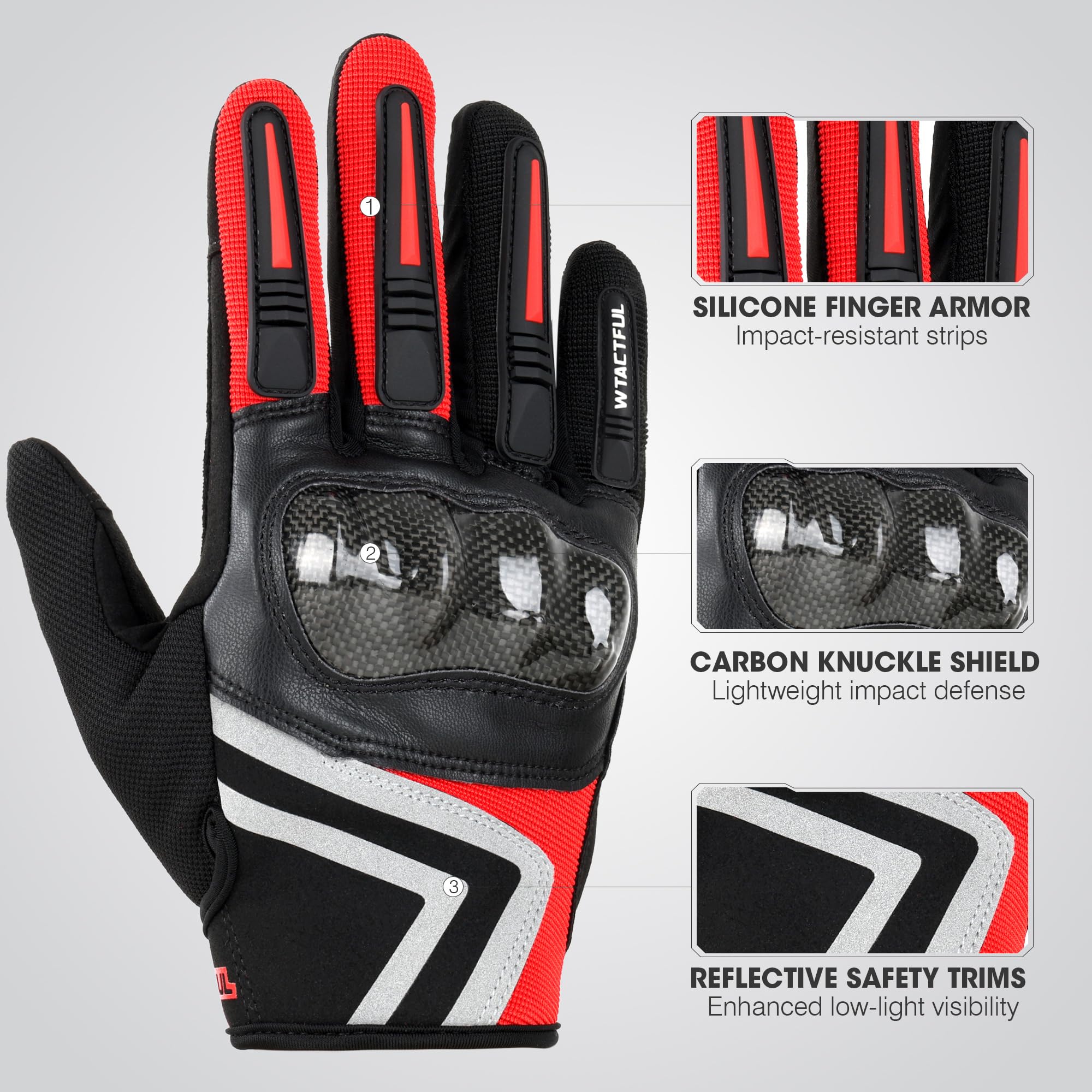 WTACTFUL carbon-fiber knuckle close-up showing impact protection benefit