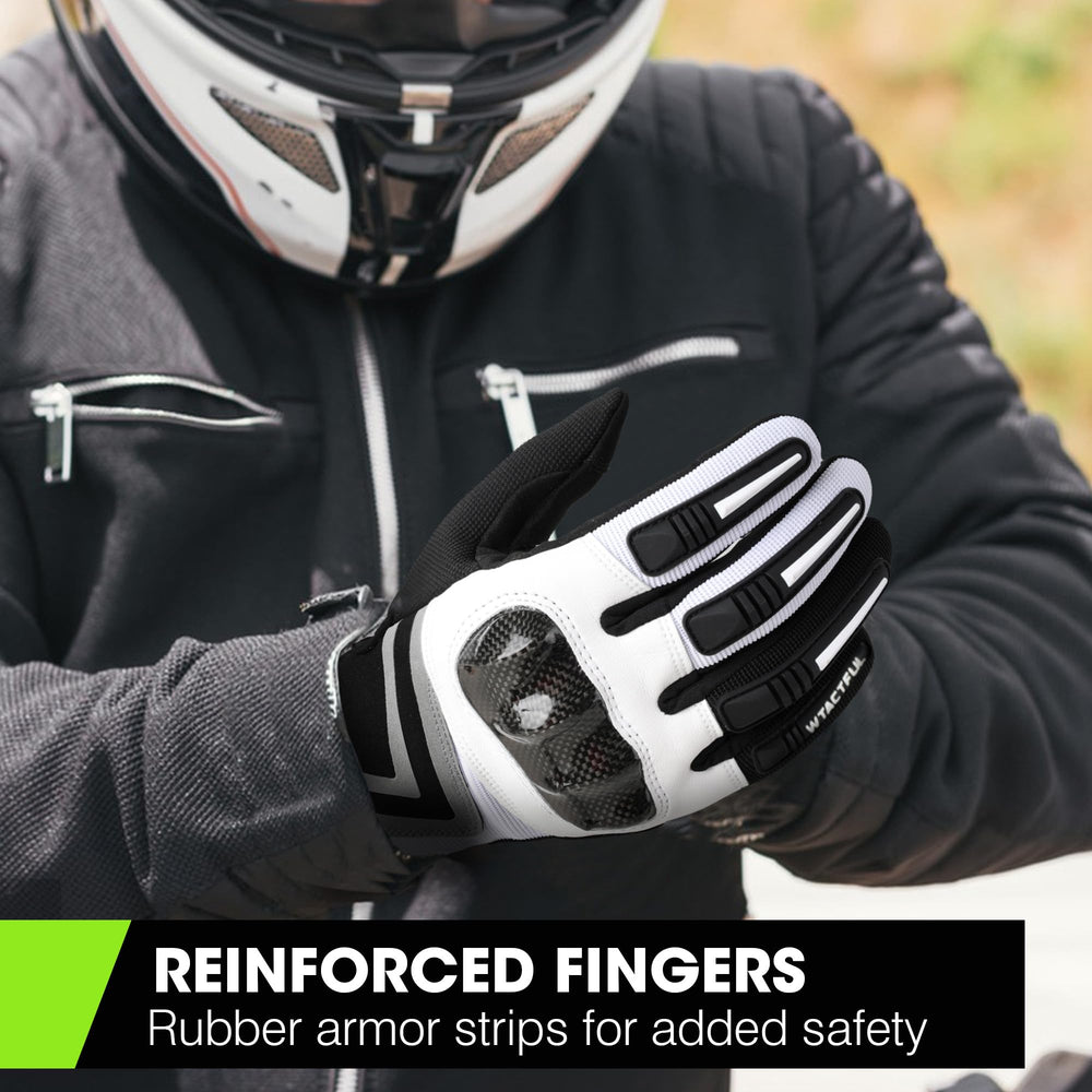 WTACTFUL gloves on motorcycle handlebar delivering superior grip and control benefit