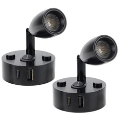 WTNYOU front view of two mounted RV reading lights showing compact profile and focused benefit