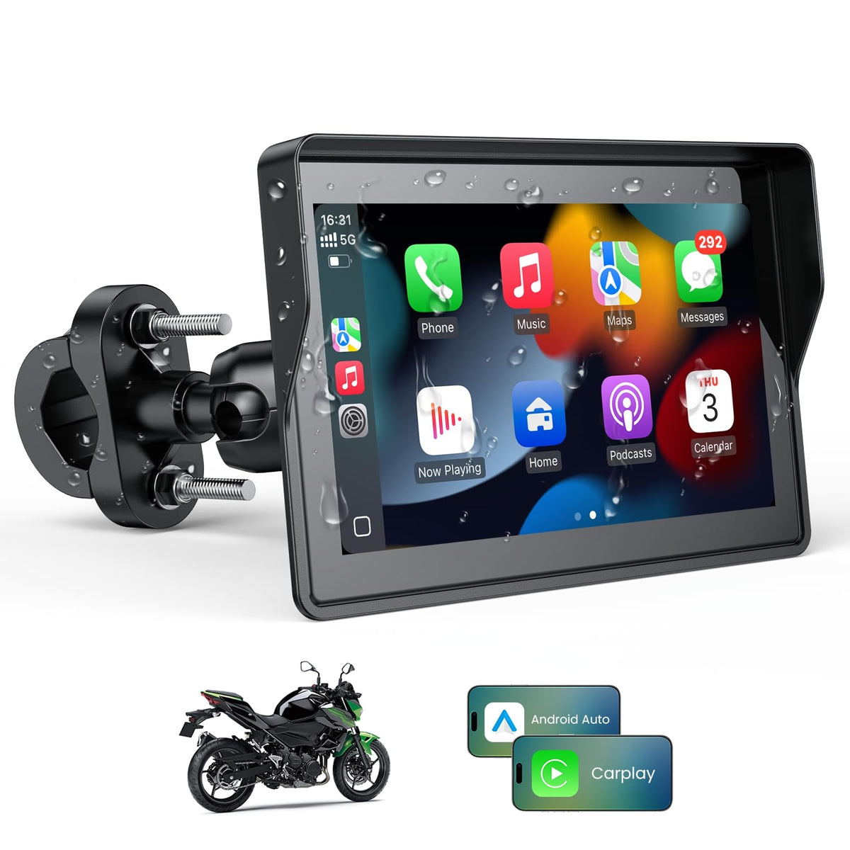 WonVon front display mounted on handlebar showing navigation, improves ride focus
