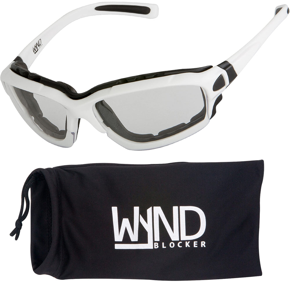 WYND Blocker Halvert front view white frame showing full coverage for riding