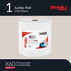 Wypall X60 roll close-up with perforated sheets, easy access and efficient dispensing