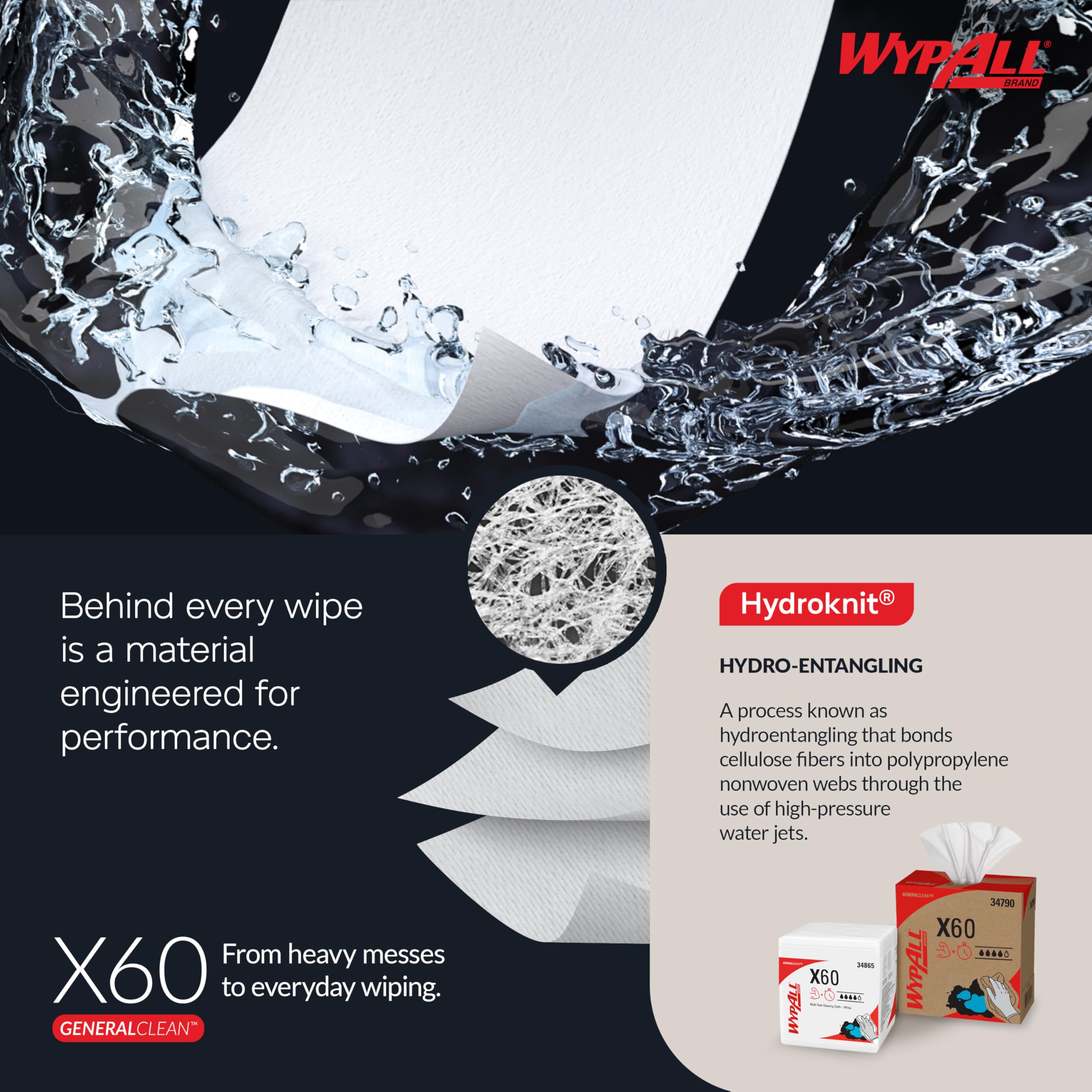 Wypall X60 wiping parts with solvent, brand compatibility for maintenance tasks