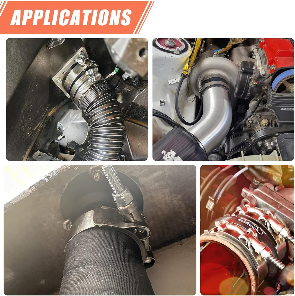 WYSIWYKA clamp securing turbo intercooler pipe illustrating heavy-duty automotive use