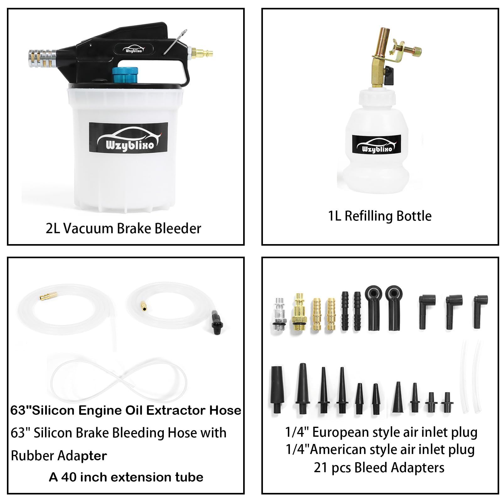 Wzyblixo closeup of 2L collection reservoir preventing spills and holding used fluid